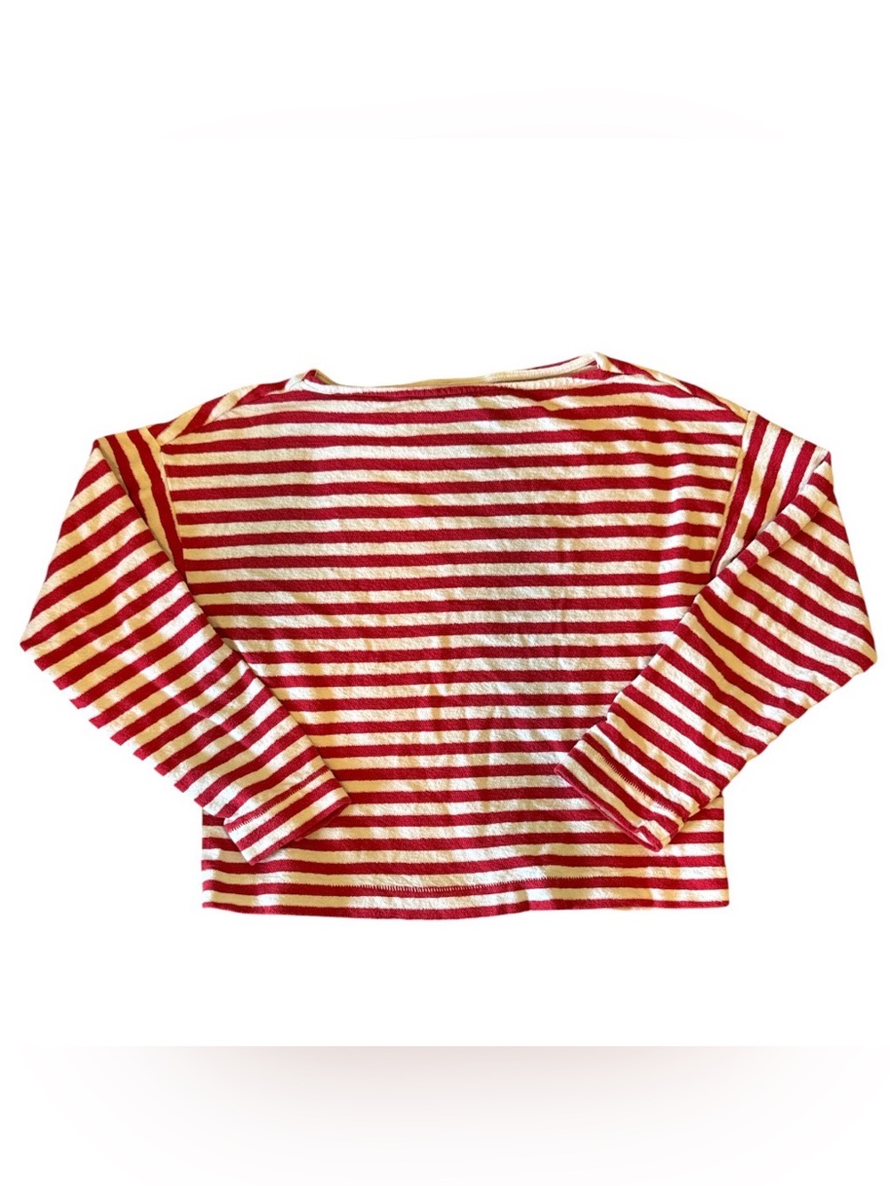 Universal Thread Red and White Striped Boatneck Long Sleeve Tee